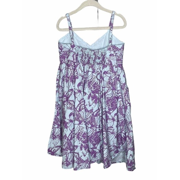 𝅺garnet Hill Girls Blue Purple Sun Twirl Sun Dress 8 100% Cotton Butterfly - Picture 4 of 5